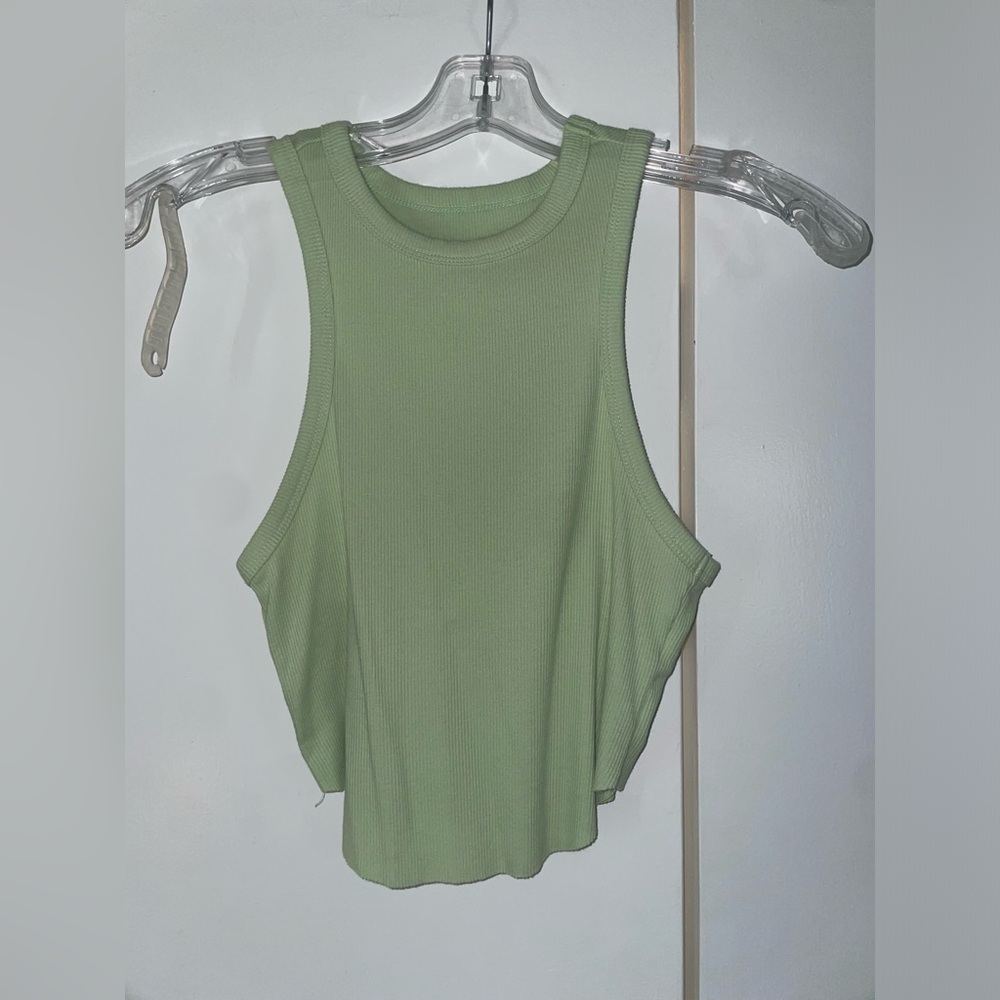 Ribbed Tank Crop Top - Light Green